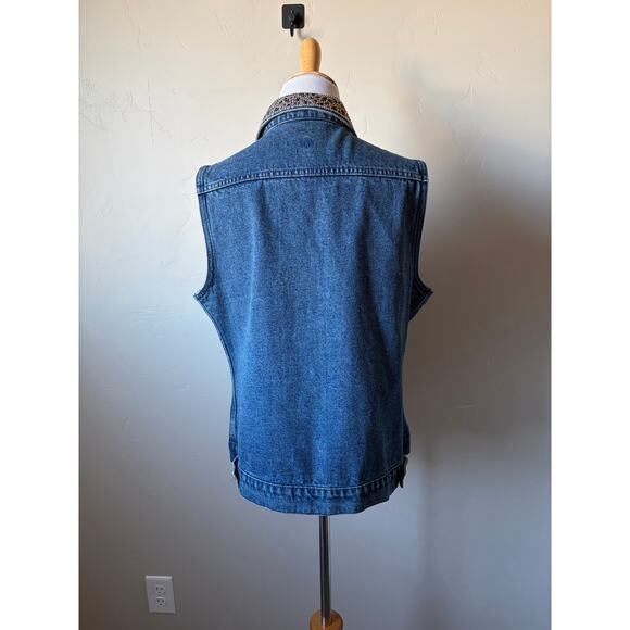 Christine Alexander Cowgirl Western Denim Bejeweled Bling Rhinestones Vest- Sz L - Picture 3 of 9